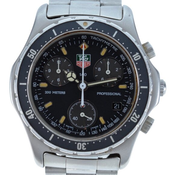 Vintage Tag Heuer 37mm Men\'s Professional 200M Chronograph Watch Ref: 570.206!
